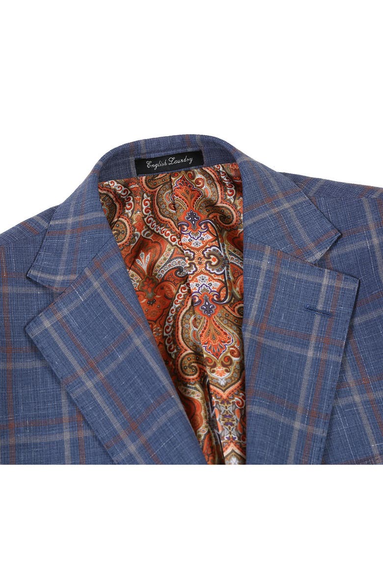 English Laundry Plaid Two Button Notch Lapel Trim Fit Wool Blend Suit, Alternate, color, Blue