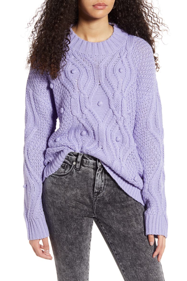 Textured Cable Sweater, Main, color, LAVENDER