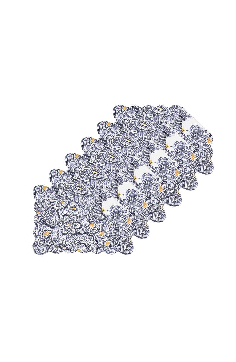 C&F Home Serena Cotton Placemats, Set of 6, 13" x 19", Alternate, color, Blue