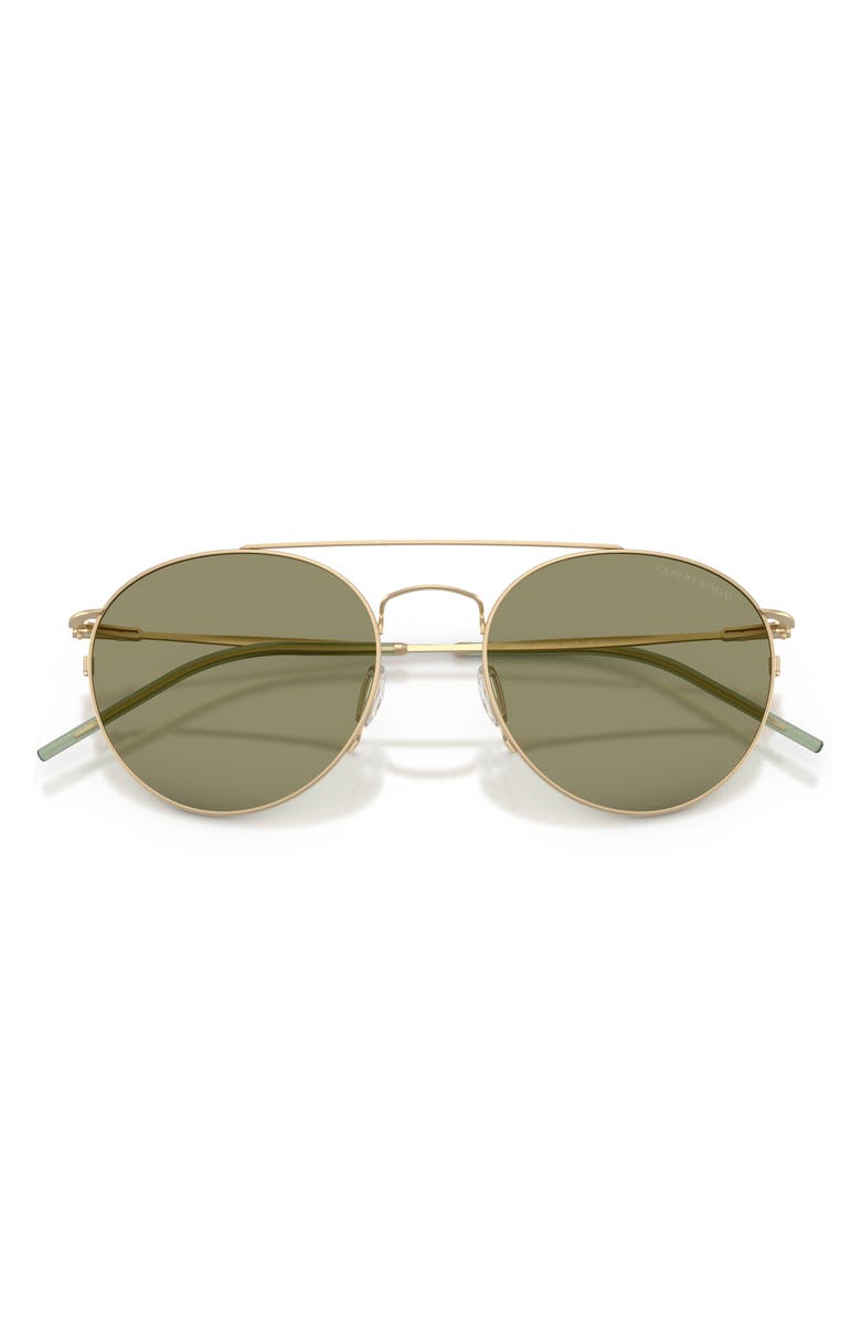 ARMANI 53mm Round Sunglasses, Alternate, color, Matte Pale Gold / Green