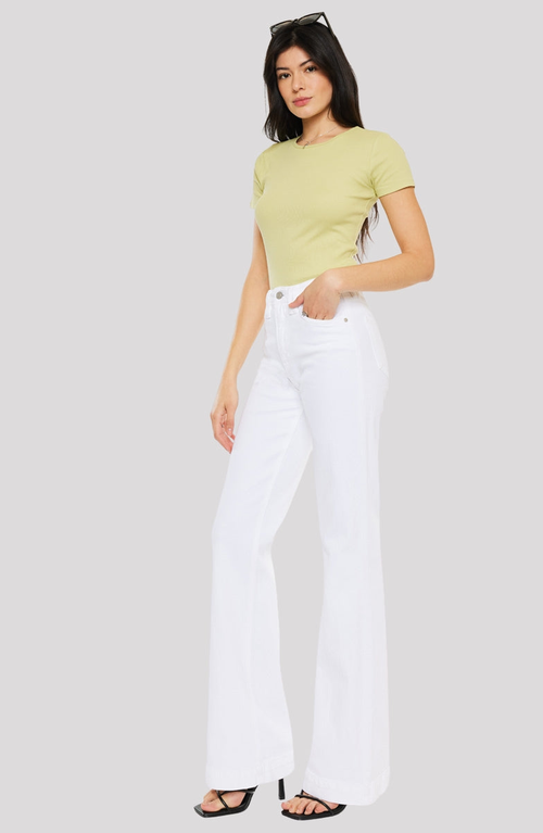 Kancan Sumayyah High Rise Holly Flare Jeans In White