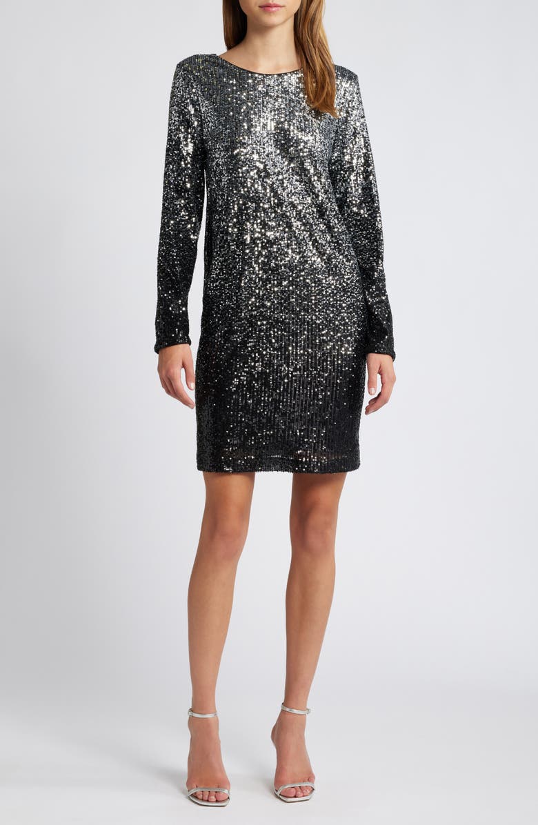 Long Sleeve Sequin Cocktail Minidress