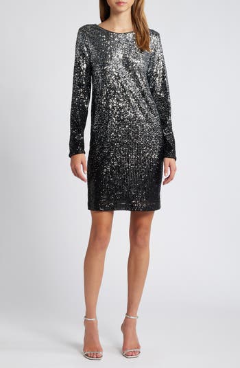 Freyana shops black sequin detail long sleeve mini dress