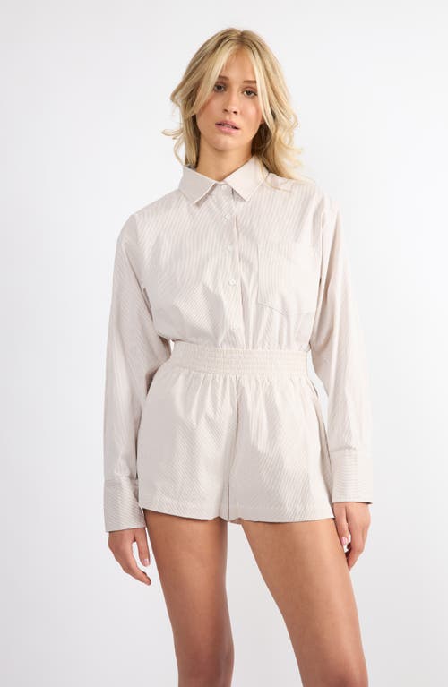 Viens Avec Moi Everyday Oversize Stripe Button-up Shirt In Brown