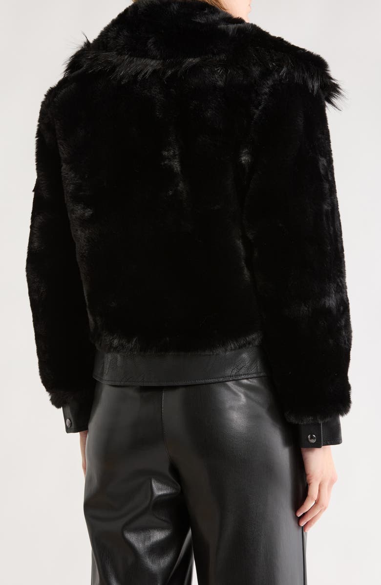 BLANKNYC Faux Fur & Faux Leather Crop Jacket, Alternate, color, Black Noise