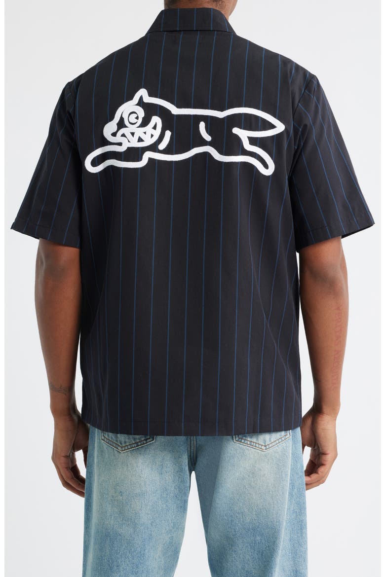 Fruit by the Fruit Stripe Short Sleeve Cotton Graphic Button-Up Shirt, Alternate, color, BLACK
