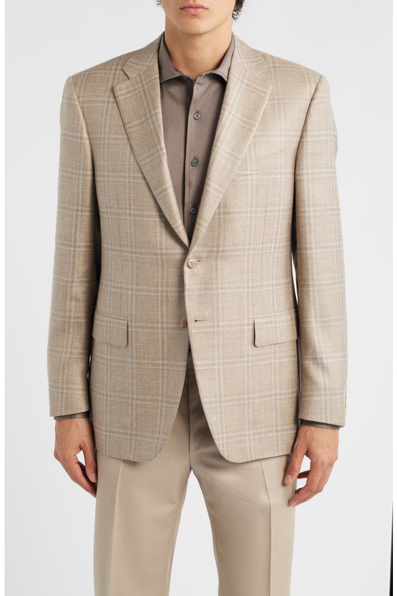Siena Regular Fit Beige Shadow Check Wool Blend Sport Coat, Main, color, BEIGE
