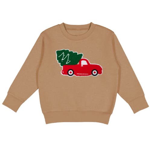 Sweet Wink Kids'  Christmas Truck Patch Sweatshirt In Brown