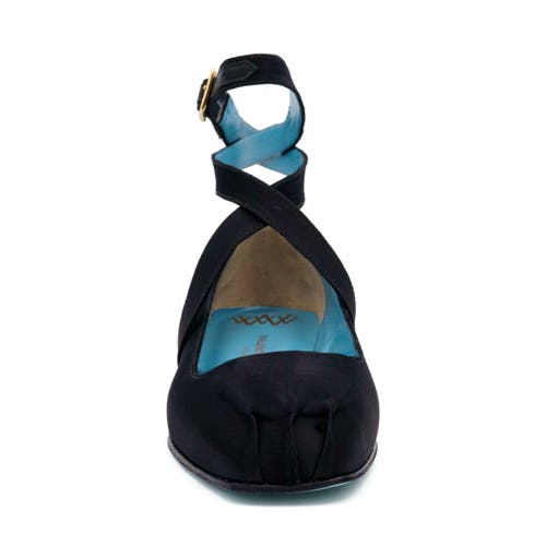 Valentina Rangoni Birba Ankle Strap Ballerina In Black Satin