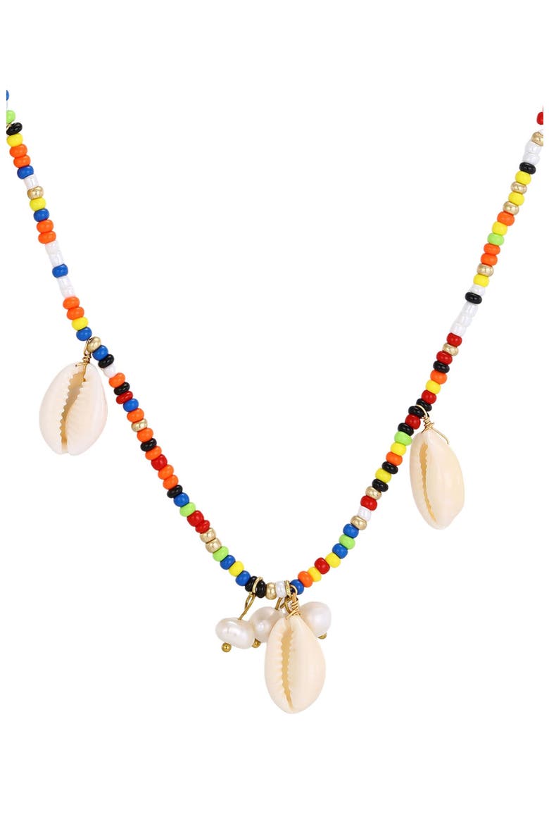 Freshwater Pearl & Shell Charm Beaded Necklace, Main, color, MULTI