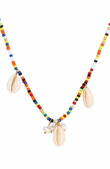 Adornia Freshwater Pearl & Shell Charm Beaded Necklace