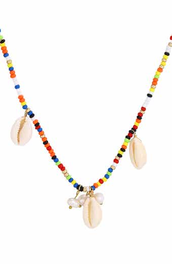 Freshwater Pearl & Shell Charm Beaded Necklace