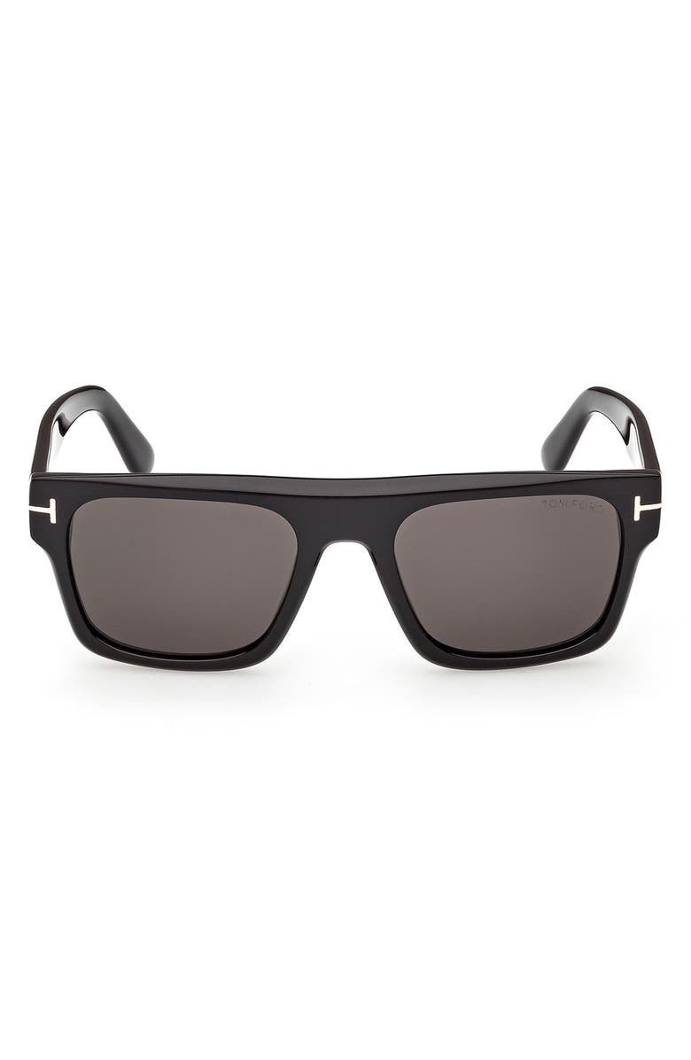 TOM FORD Cyrus 53mm Square Sunglasses, Main, color, Shiny Black / Smoke