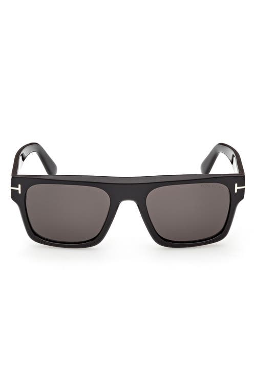 TOM FORD Cyrus 53mm Square Sunglasses in Shiny Black/smoke at Nordstrom