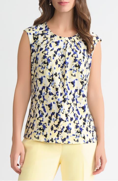 Abstract Print Extended Shoulder Top (Regular & Petite)