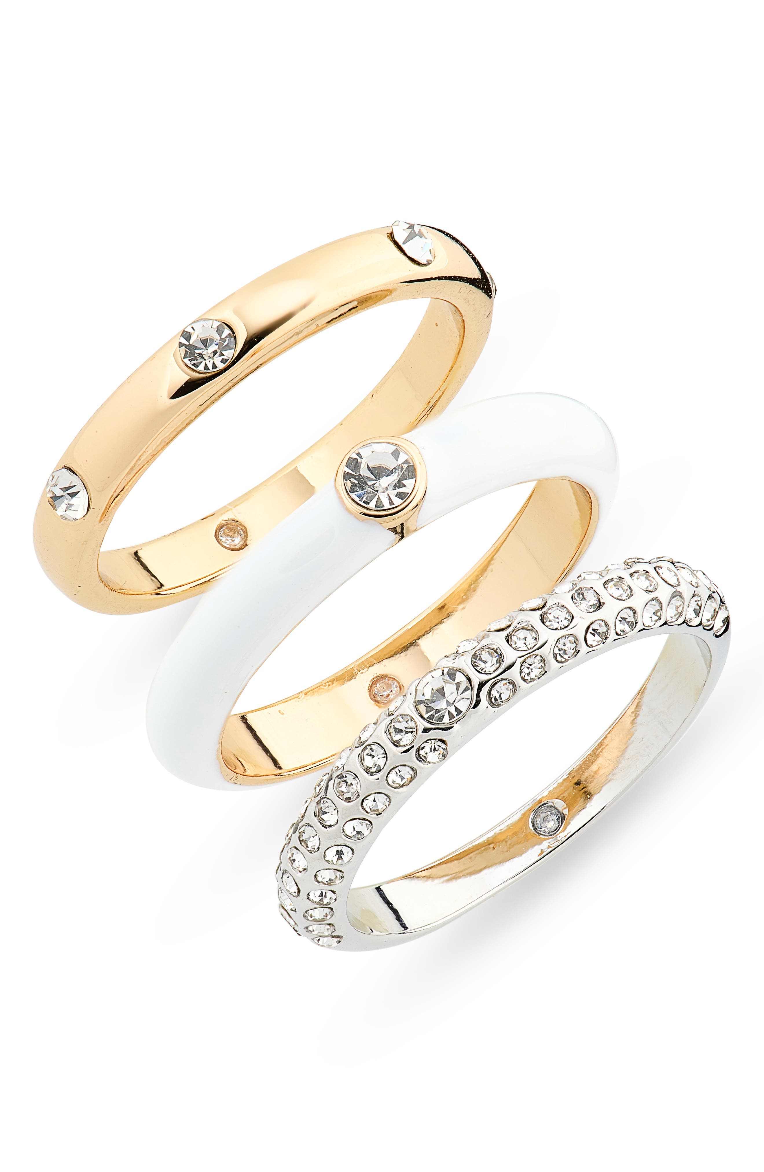 Set of 3 Crystal & Enamel Band Rings