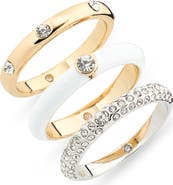 NORDSTROM RACK Set of 3 Crystal & Enamel Band Rings