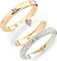 NORDSTROM RACK Set of 3 Crystal & Enamel Band Rings