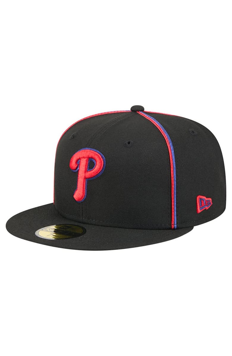 New Era Men's New Era Black Philadelphia Phillies Soutache 59FIFTY Fitted Hat, Main, color, Black