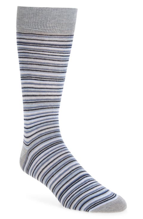 Stripe Cotton Blend Dress Socks