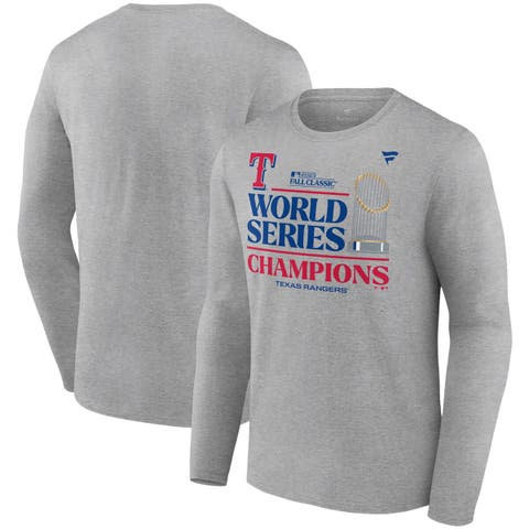 Men's Fanatics Branded Heather Gray Texas Rangers 2023 World Series Champions Locker Room Long Sleeve T-Shirt