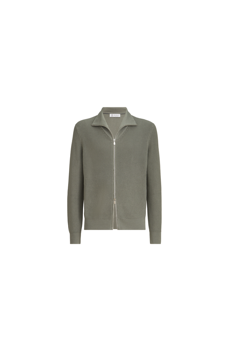 Brunello Cucinelli Half English Rib knit cardigan, Alternate, color, Military