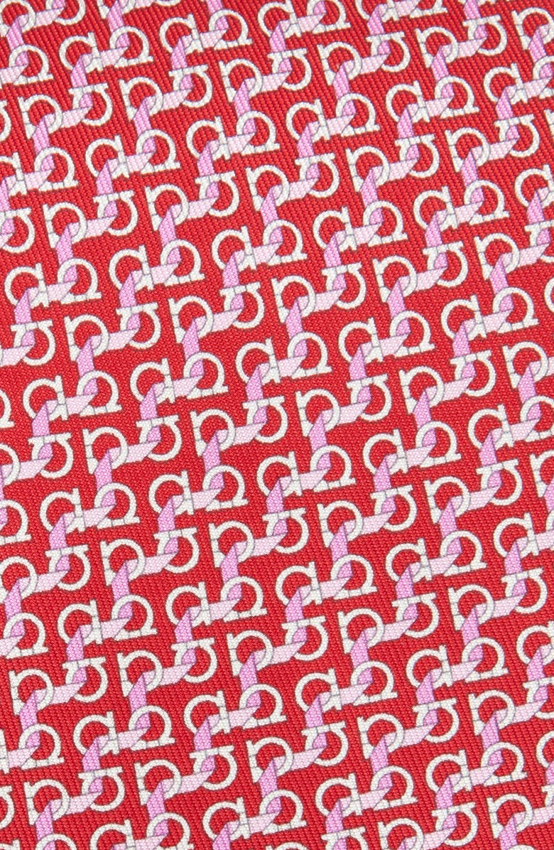 FERRAGAMO Zar Gancini Print Silk Tie, Alternate, color, Rosso