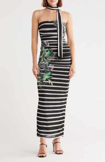 AFRM Ira Strapless Ruched Mesh Maxi Dress