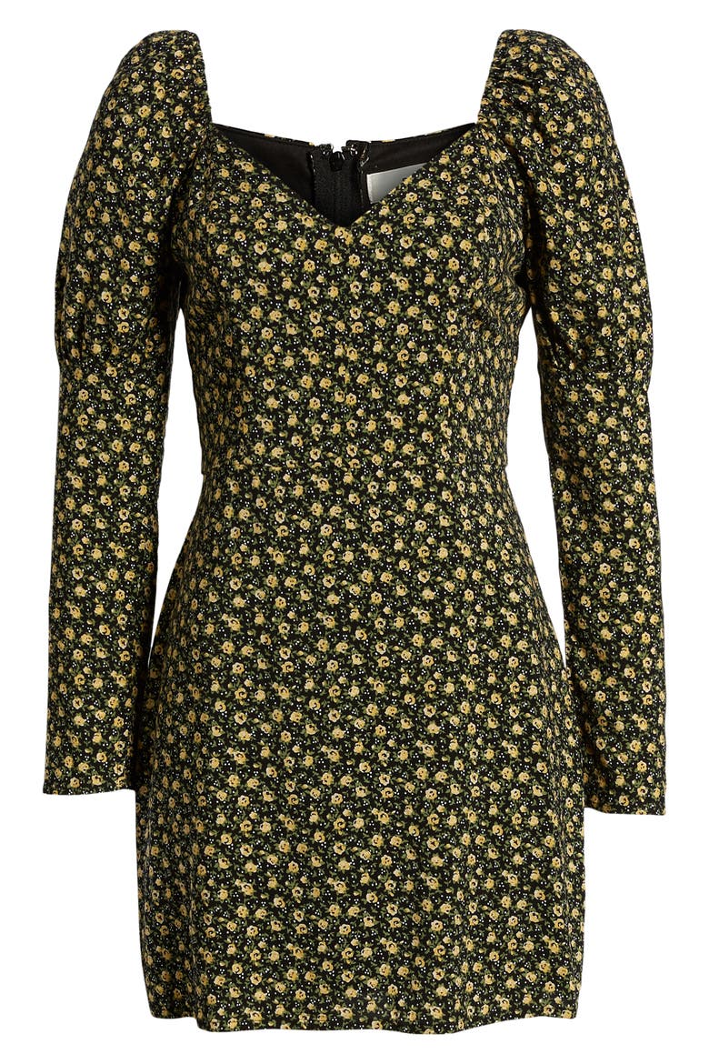 Floral Print Minidress, Alternate, color, BLACK YELLOW FLORAL