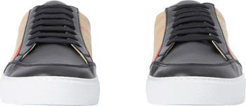 Check and Leather Sneakers