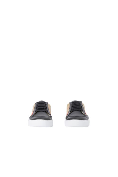 Burberry Check Leather Sneakers In Neutral