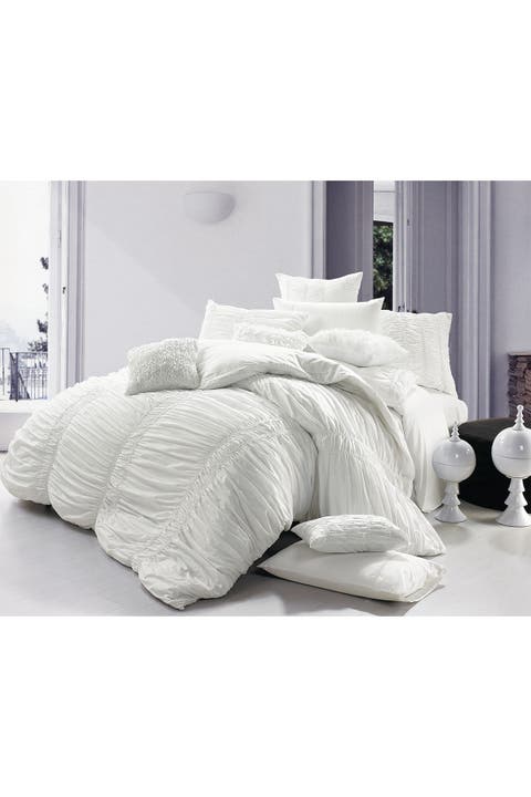 Full/Queen Belle Embroidered Duvet Set - White