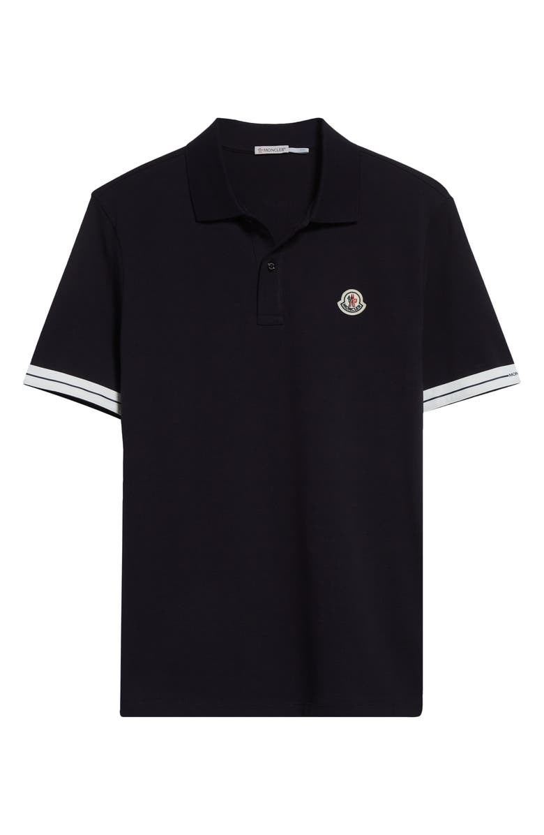 Moncler Tipped Cotton Piqué Polo, Alternate, color, Navy Blue