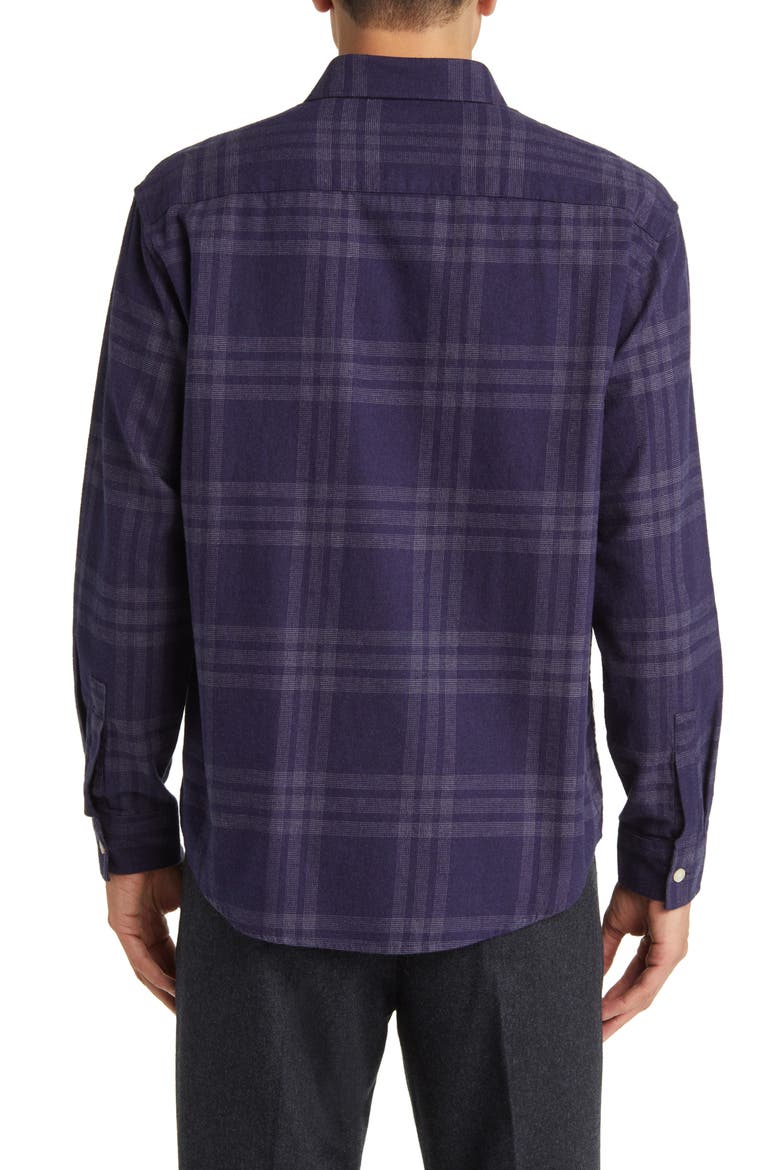 Deon 5465 Plaid Organic Cotton Flannel Button-Up Shirt, Alternate, color, NAVY CHECK
