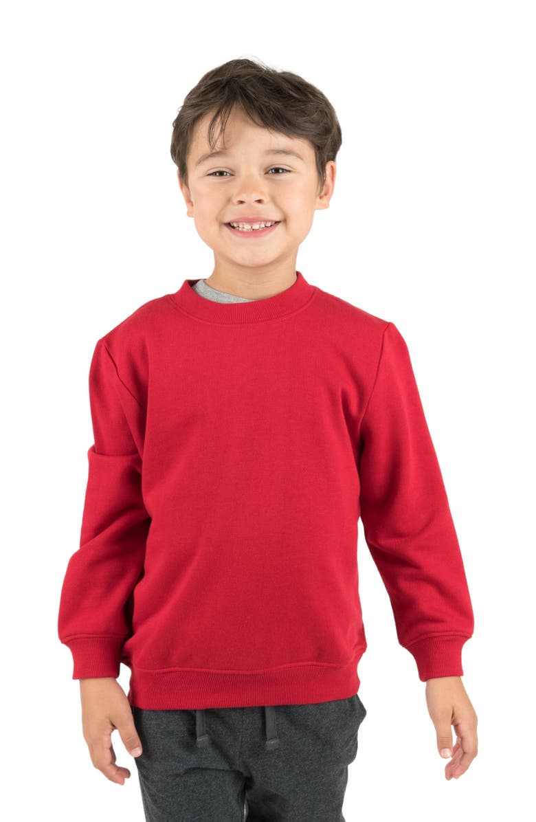 Leveret Kids Pullover Sweatshirt, Long Sleeve, Solid Colors, Main, color, Red