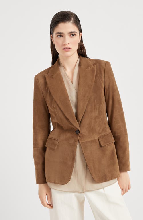Brunello Cucinelli Woman Blazer Brown Size 10 Soft Leather In Brown