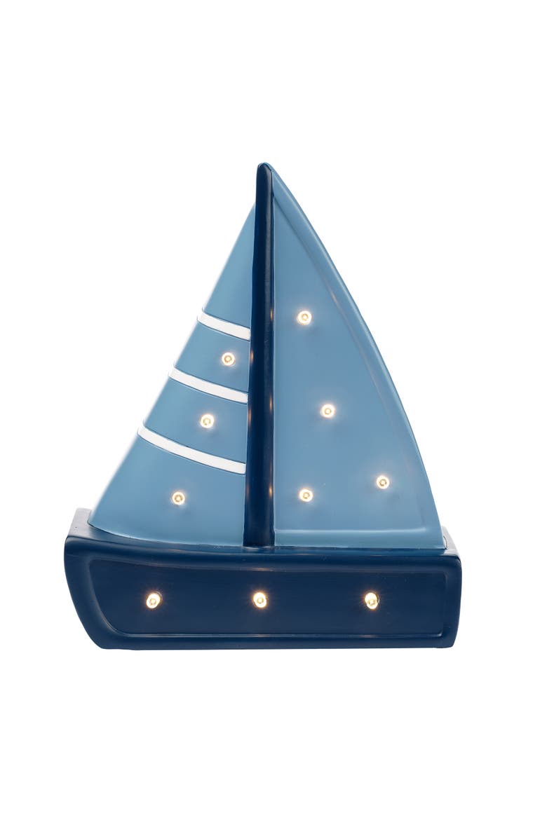 Little Skipper Hand Painted Nautical Sailboat Table Top Lamp/Light, Main, color, Blue
