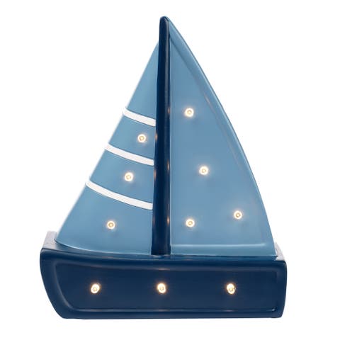 Little Skipper Hand Painted Nautical Sailboat Table Top Lamp/Light