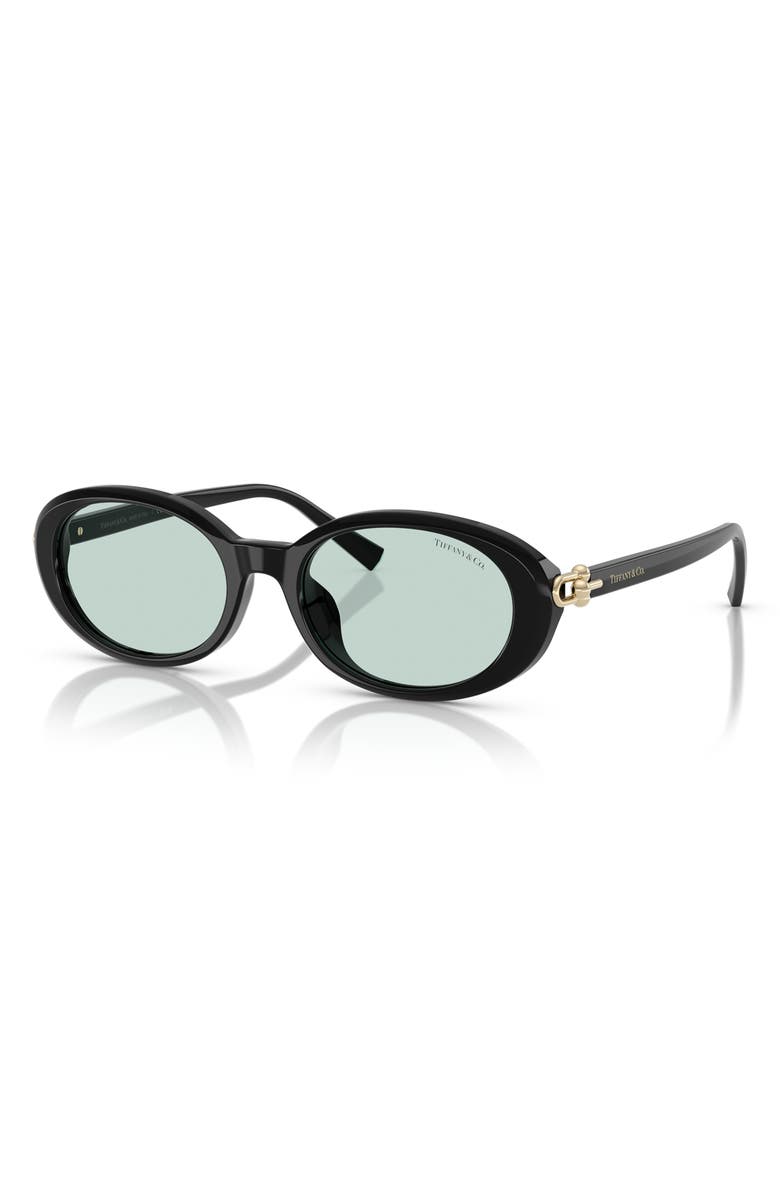 Tiffany & Co. 54mm Oval Sunglasses, Alternate, color, Black / Light Azure