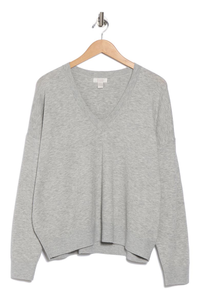 V-Neck Pullover Sweater, Alternate, color, GREY HEATHER