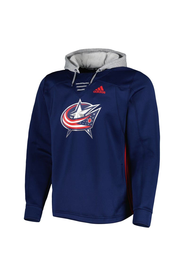 Men's adidas Navy Columbus Blue Jackets Skate Lace Primeblue Team Pullover Hoodie, Alternate, color, Navy