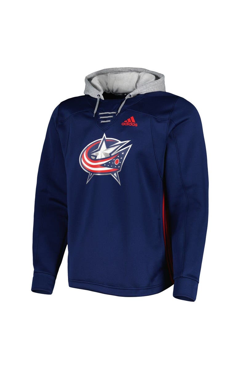 adidas Men's adidas Navy Columbus Blue Jackets Skate Lace Primeblue Team Pullover Hoodie, Alternate, color, 