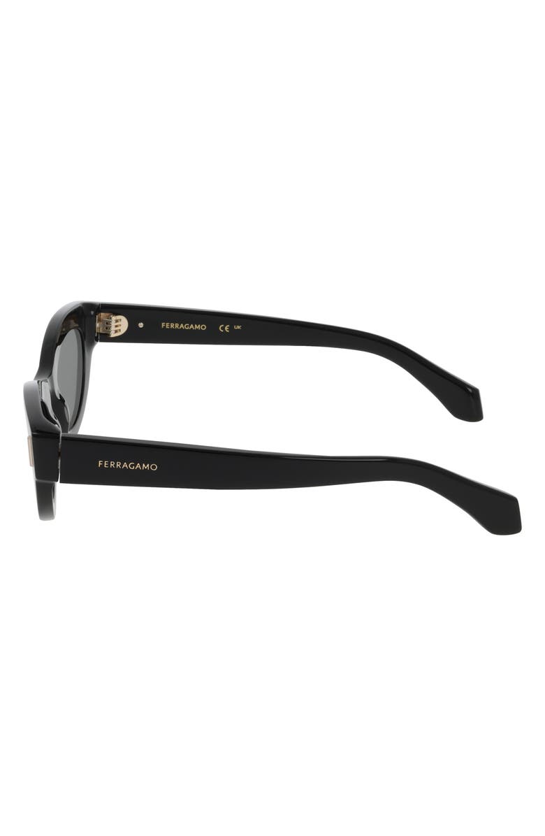 FERRAGAMO 49mm Small Cat Eye Sunglasses, Alternate, color, Black