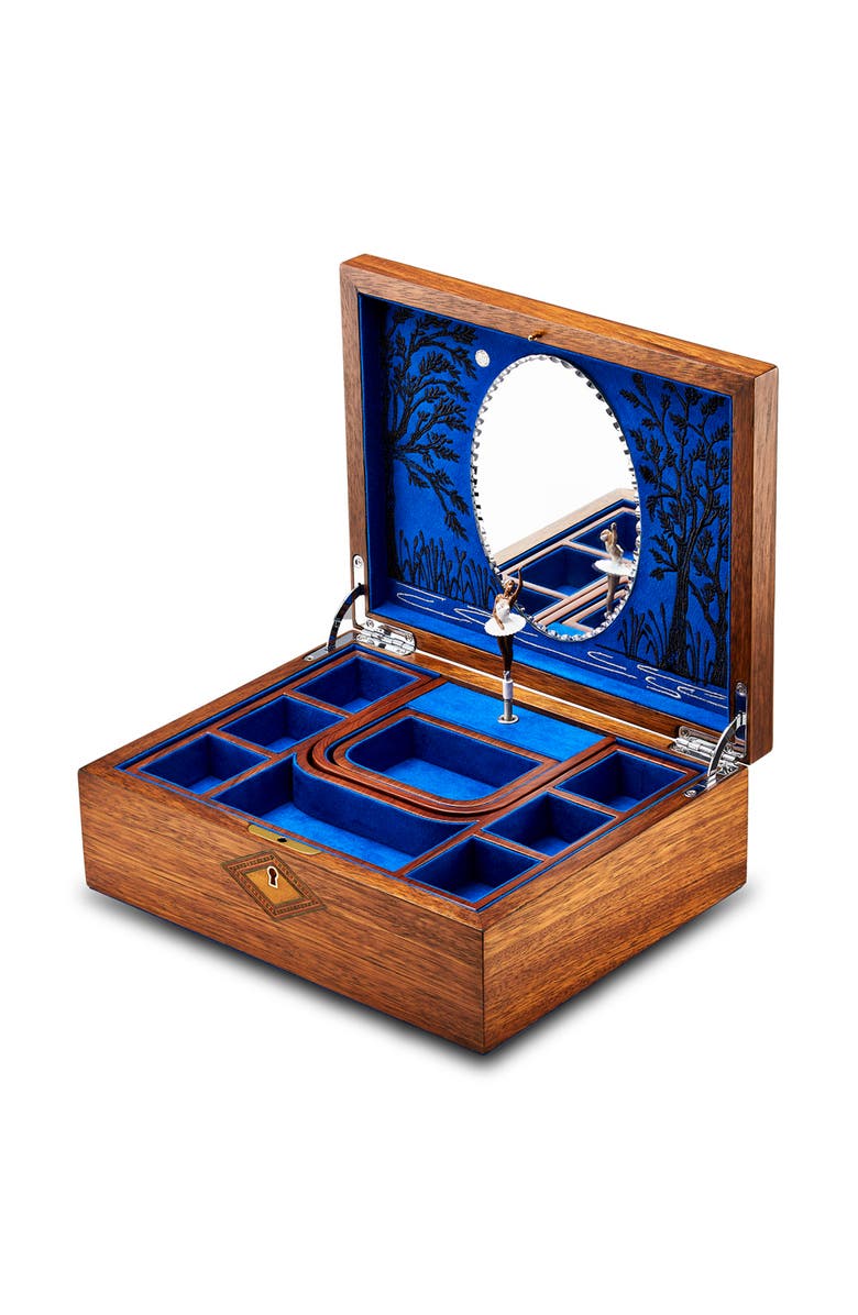 WOLF Ballet Musical Jewelry Box, Alternate, color, Walnut Wood