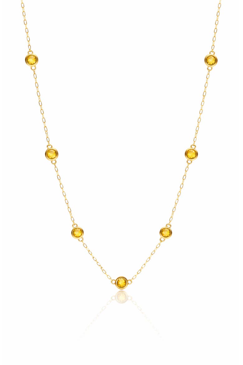 14K Yellow Gold Citrine Station Chain Necklace, Main, color, YELLOW GOLD
