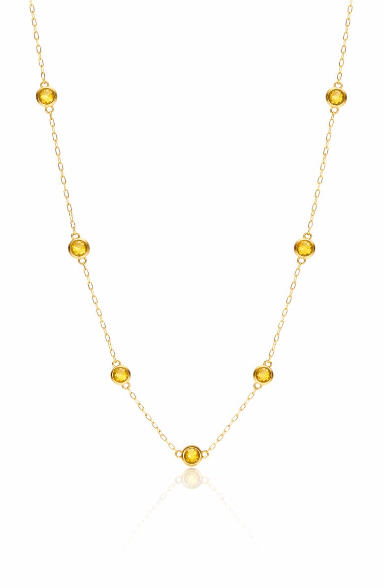 House of Frosted 14K Yellow Gold Citrine Station Chain Necklace, Main, color, 