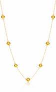 House of Frosted 14K Yellow Gold Citrine Station Chain Necklace