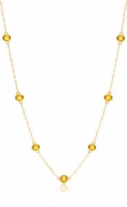 House of Frosted 14K Yellow Gold Citrine Station Chain Necklace