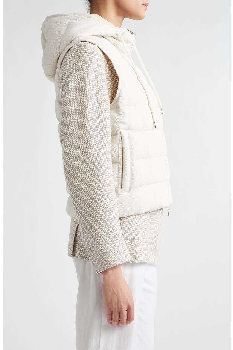 Hooded Down Puffer Vest, Alternate, color, 00 IVORY
