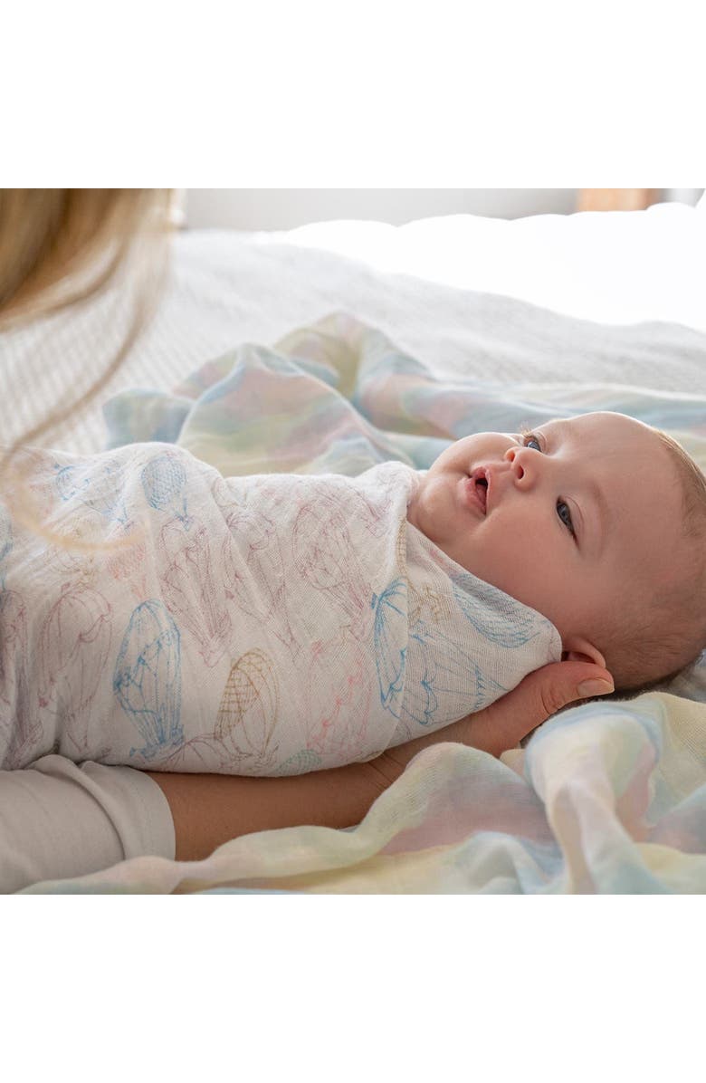 aden + anais Boutique 4-Pack 100% Organic Cotton Muslin Swaddles, Alternate, color, Above The Clouds